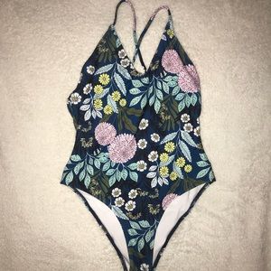 One piece floral bathing suit